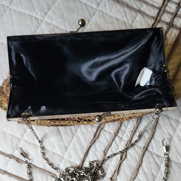 Gold and Brown Beaded Evening Clutch - Picture 6 of 12